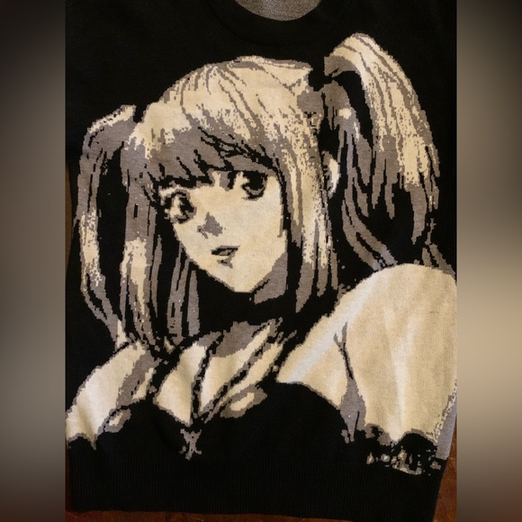 Black Air Unisex Size Large Black & White Knit Anime Crewneck Sweater - Picture 8 of 10